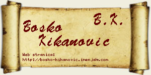 Boško Kikanović vizit kartica